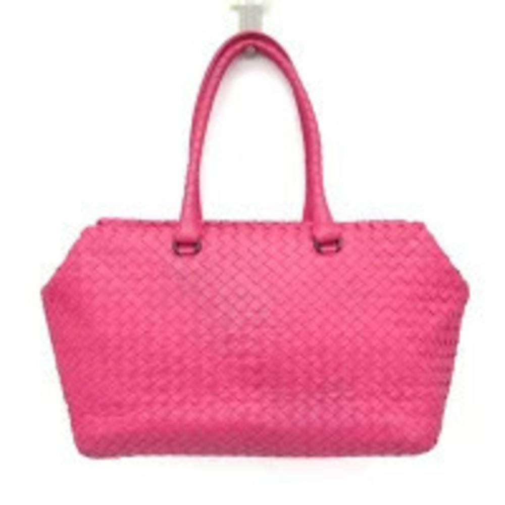 Bottega Veneta Intrecciato Leather Boston Bag Handbag Pink